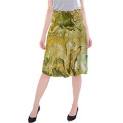 Kaleido Art Gold Midi Beach Skirt by kaleidomarblingart