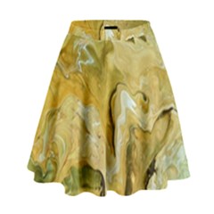 Kaleido Art Gold High Waist Skirt by kaleidomarblingart