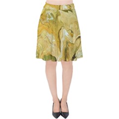 Kaleido Art Gold Velvet High Waist Skirt by kaleidomarblingart