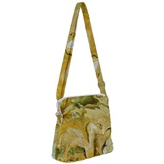 Kaleido Art Gold Zipper Messenger Bag by kaleidomarblingart