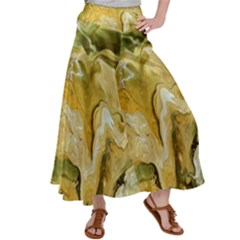 Kaleido Art Gold Satin Palazzo Pants by kaleidomarblingart