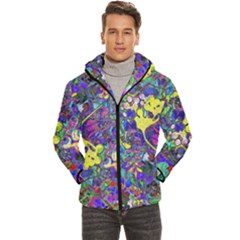 Floral Abstract Vibrant Rainbow Colors Men s Hooded Quilted Jacket by dressshop