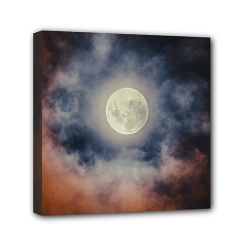 Dark Full Moonscape Midnight Scene Mini Canvas 6  X 6  (stretched) by dflcprintsclothing