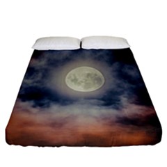 Dark Full Moonscape Midnight Scene Fitted Sheet (california King Size)