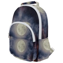 Dark Full Moonscape Midnight Scene Rounded Multi Pocket Backpack