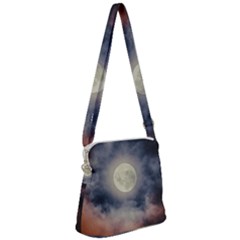 Dark Full Moonscape Midnight Scene Zipper Messenger Bag by dflcprintsclothing