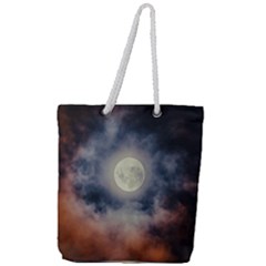 Dark Full Moonscape Midnight Scene Full Print Rope Handle Tote (large) by dflcprintsclothing