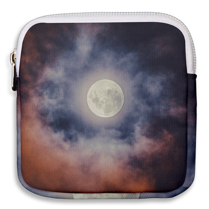 Dark Full Moonscape Midnight Scene Mini Square Pouch