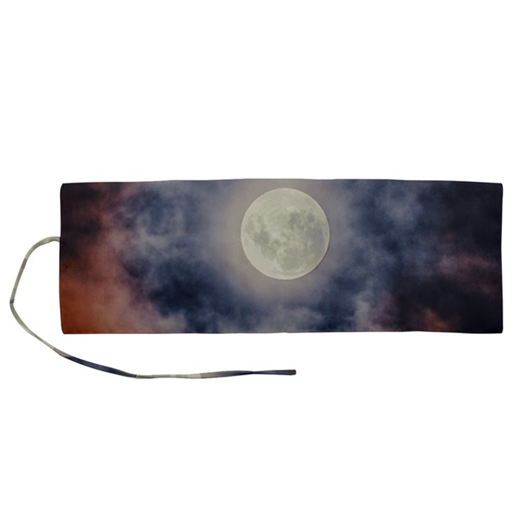 Dark Full Moonscape Midnight Scene Roll Up Canvas Pencil Holder (M)