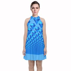 Diamond Pattern Velvet Halter Neckline Dress  by Sparkle