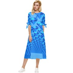 Diamond Pattern Bow Sleeve Chiffon Midi Dress by Sparkle