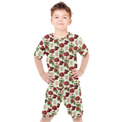 Flowers Pattern Kids  Tee And Shorts Set by Sparkle