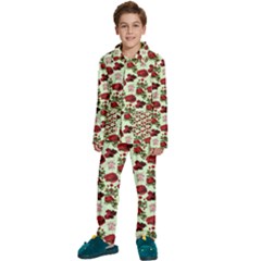 Flowers Pattern Kids  Long Sleeve Velvet Pajamas Set