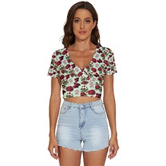 Flowers Pattern V-neck Crop Top