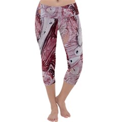 Cora; Abstraction Capri Yoga Leggings by kaleidomarblingart