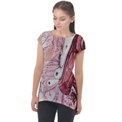 Cora; Abstraction Cap Sleeve High Low Top by kaleidomarblingart