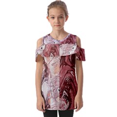 Cora; Abstraction Fold Over Open Sleeve Top by kaleidomarblingart