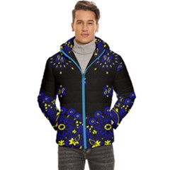 Blue Yellow Bandana Men s Hooded Quilted Jacket by dressshop