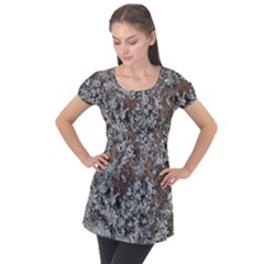 Floral Surface Print Design Puff Sleeve Tunic Top by dflcprintsclothing