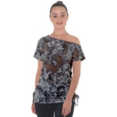 Floral Surface Print Design Off Shoulder Tie-up Tee