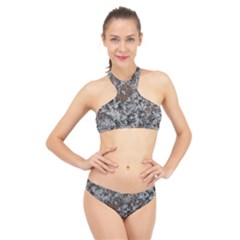 Floral Surface Print Design High Neck Bikini Set by dflcprintsclothing