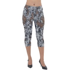 Floral Surface Print Design Lightweight Velour Capri Leggings  by dflcprintsclothing