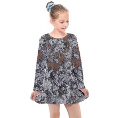 Floral Surface Print Design Kids  Long Sleeve Dress by dflcprintsclothing