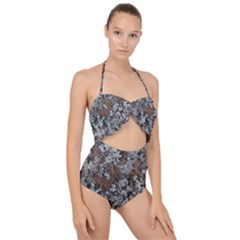 Floral Surface Print Design Scallop Top Cut Out Swimsuit