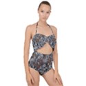 Floral Surface Print Design Scallop Top Cut Out Swimsuit View1