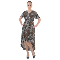 Floral Surface Print Design Front Wrap High Low Dress