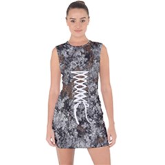 Floral Surface Print Design Lace Up Front Bodycon Dress by dflcprintsclothing