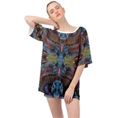 Marbled Confetti Symmetry Oversized Chiffon Top by kaleidomarblingart