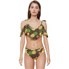 Pinapple Fun Ruffle Edge Tie Up Bikini Set	 by PaperDesignNest