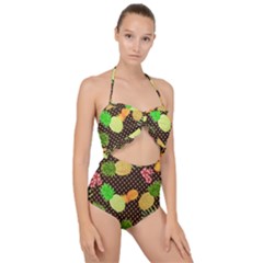 Troipcal Pineapple Fun Scallop Top Cut Out Swimsuit by PaperDesignNest