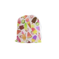 Ice Cream Pink Drawstring Pouch (small)