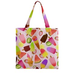 Ice Cream Pink Zipper Grocery Tote Bag