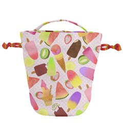 Ice Cream Pink Drawstring Bucket Bag