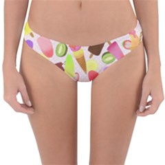 Ice Cream Pattern Piink Reversible Hipster Bikini Bottoms