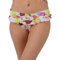 Ice Cream Pattern Piink Frill Bikini Bottom