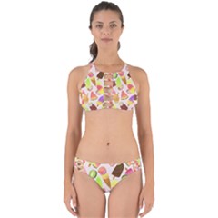 Ice Cream Pattern Piink Perfectly Cut Out Bikini Set