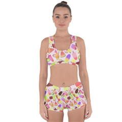 Ice Cream Pattern Piink Racerback Boyleg Bikini Set by PaperDesignNest