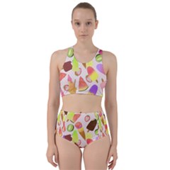 Ice Cream Pattern Piink Racer Back Bikini Set