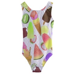 Ice Cream Pattern Piink Kids  Cut-out Back One Piece Swimsuit by PaperDesignNest