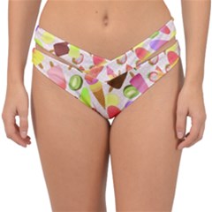 Ice Cream Pattern Piink Double Strap Halter Bikini Bottom