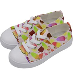 Ice Cream Pattern Kids  Low Top Canvas Sneakers