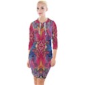 Firey Repeats I Quarter Sleeve Hood Bodycon Dress View1