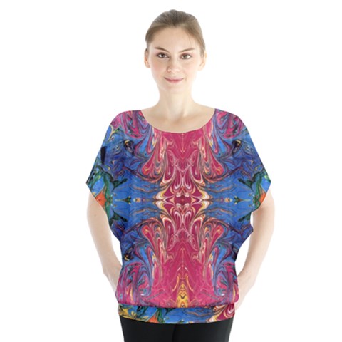 Firey Repeats I Batwing Chiffon Blouse by kaleidomarblingart