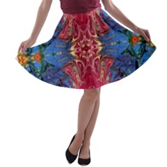 Firey Repeats I A-line Skater Skirt by kaleidomarblingart