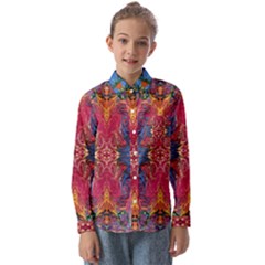 Firey Repeats I Kids  Long Sleeve Shirt by kaleidomarblingart