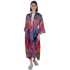 Firey Repeats I Maxi Satin Kimono by kaleidomarblingart